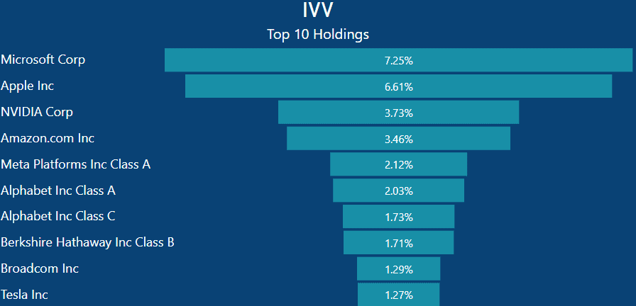 IVV vs NDQ - IVV top 10 holdings