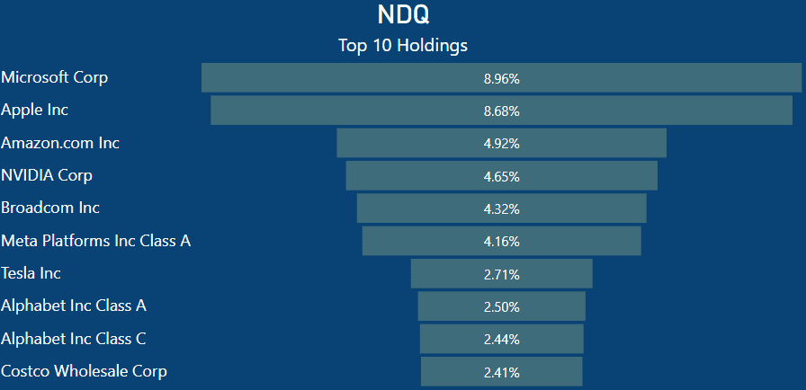 IVV vs NDQ - NDQ top 10 holdings